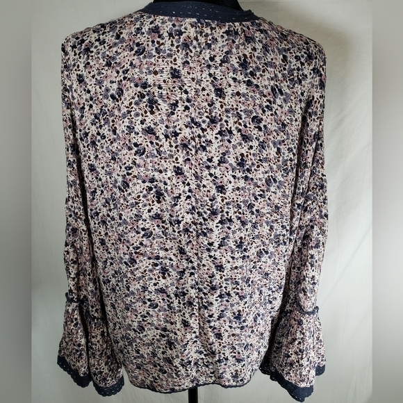 Nalini Navy and Pink with Gold Shimmer Open Front w/Tie Closure One Sz Fits All - Picture 5 of 11